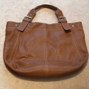 Brown authentic leather shoulder bag.